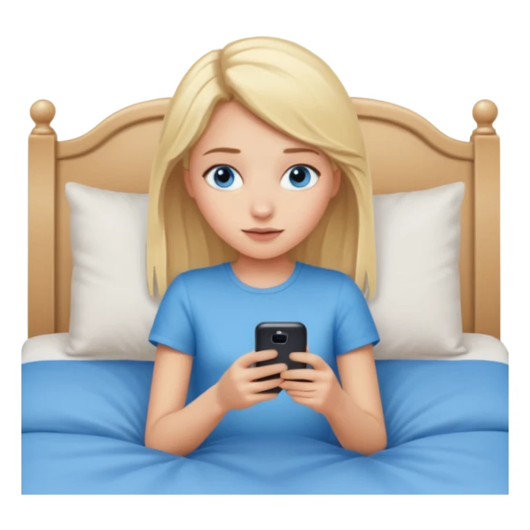 girl texting on bed sticker