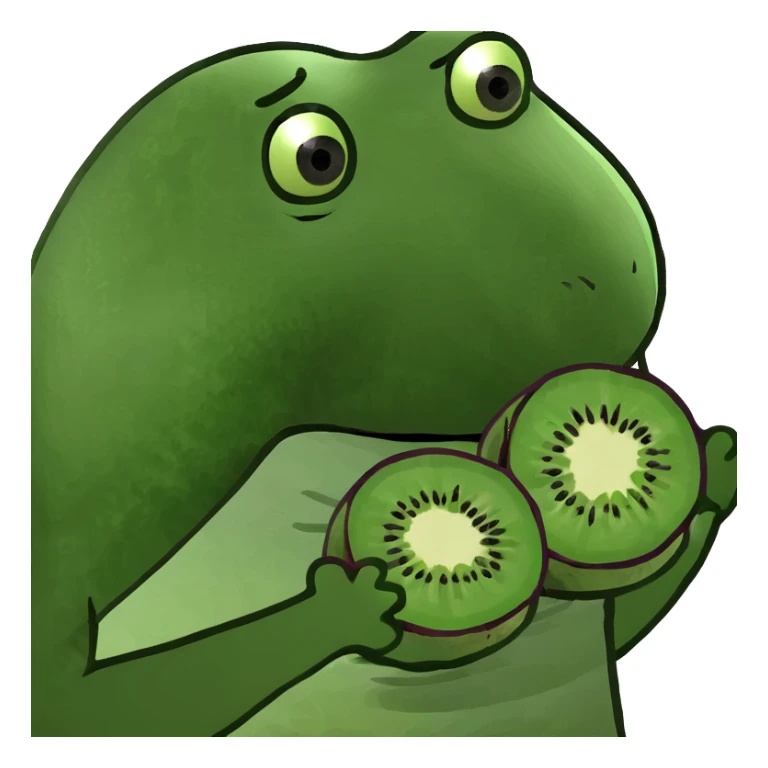 Eggplant with hands, holding 2 kiwis sticker