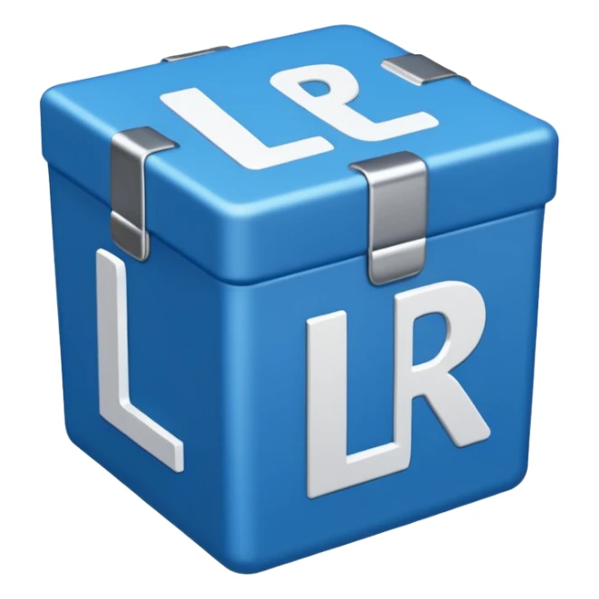 The letters LR in a blue box sticker
