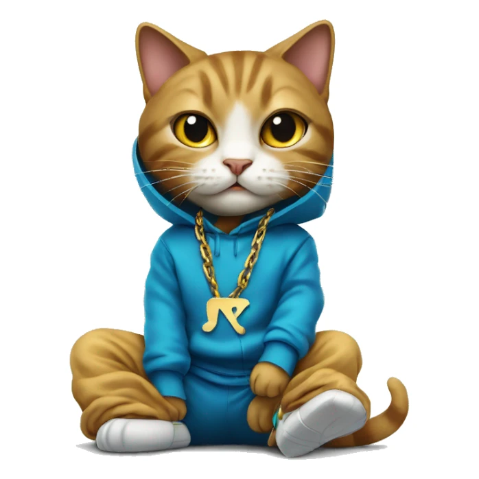 breakdancing cat in tracksuit with thick gold chain sticker