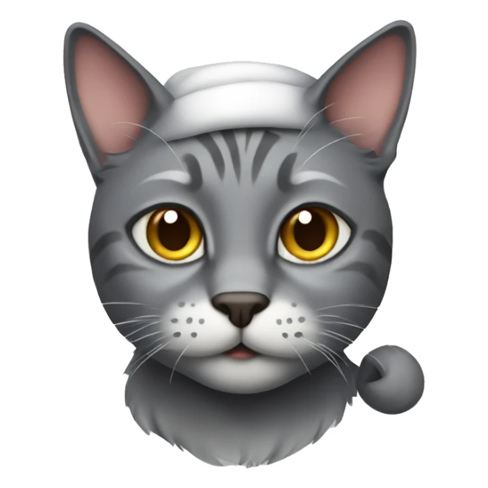 gray cat santa claus sticker
