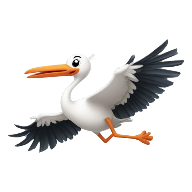 stork flying with baby boy sticker