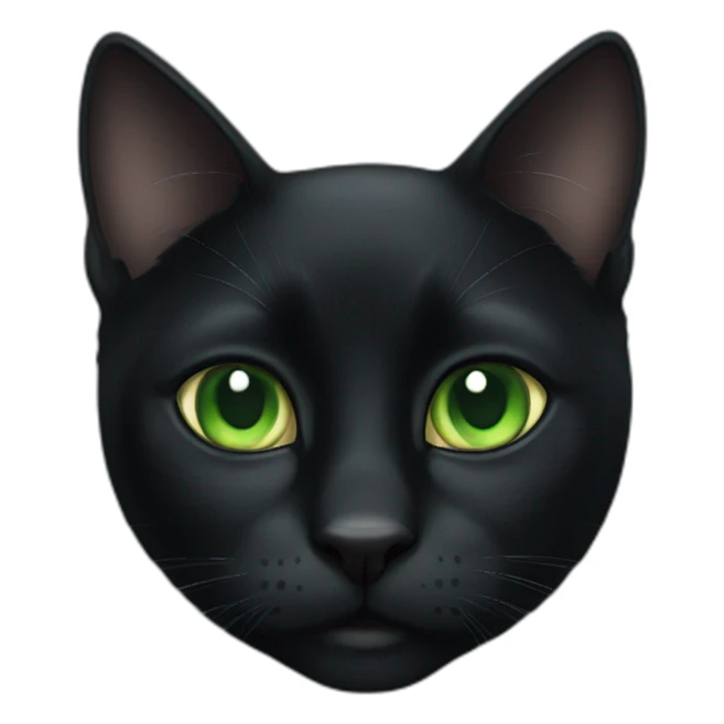 A completely black cat with big green eyes sticker