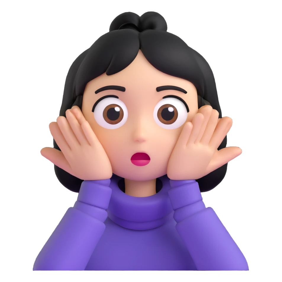 face with two hands around neck, wide eyes, annoyed expression sticker