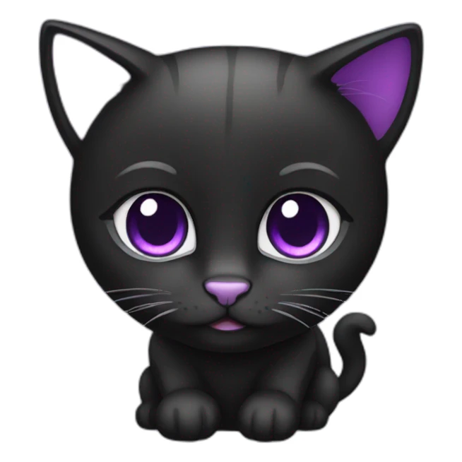 black cute purple cat sticker
