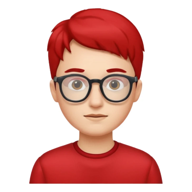 red clothed person with eyeglass sticker