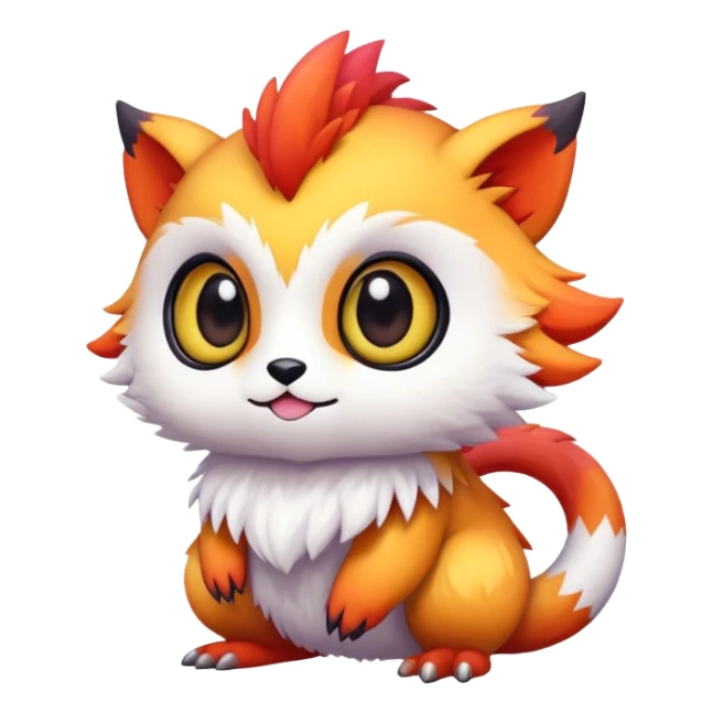 Randomly-colored exotic colorful chibi Fakémon-creature sticker
