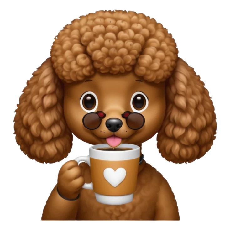 Poodle with coffee sticker