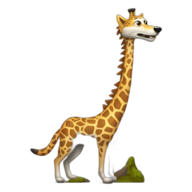un loup sur une girafe sticker