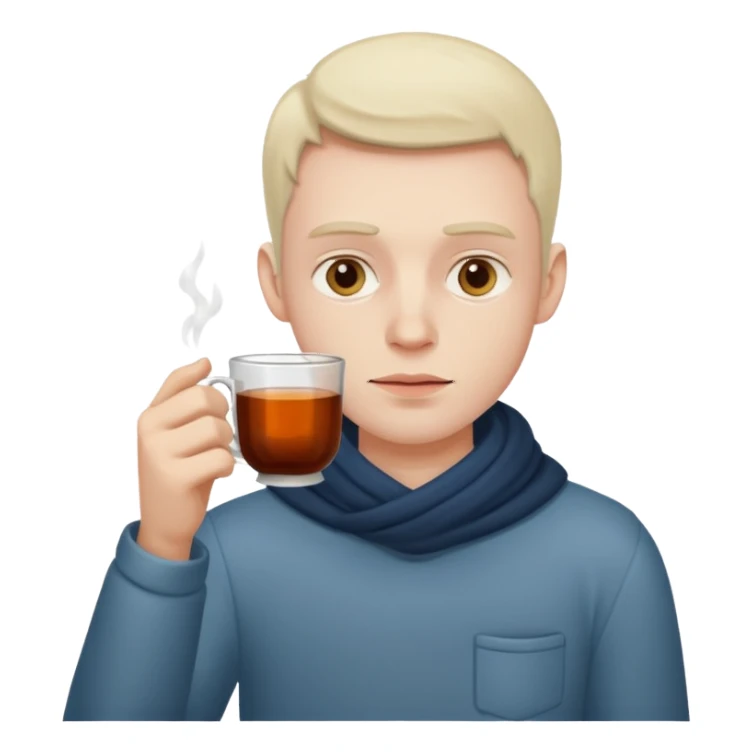 sick man drinking hot drink sticker