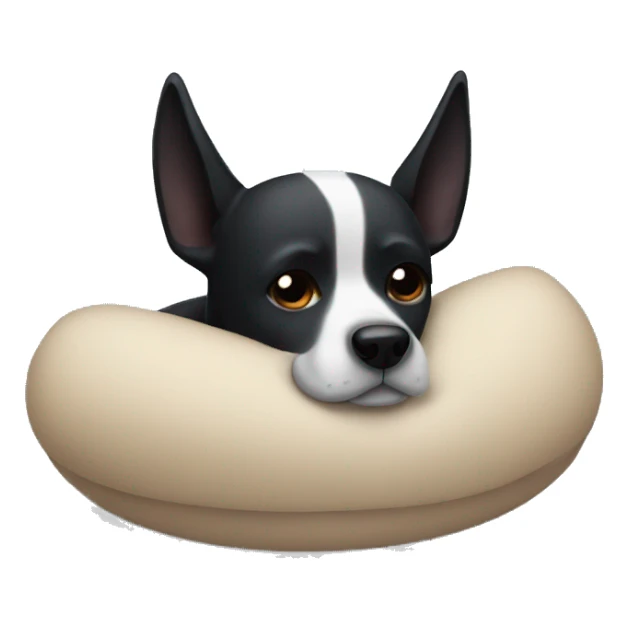 Black dog with pointy ears sleeping sticker