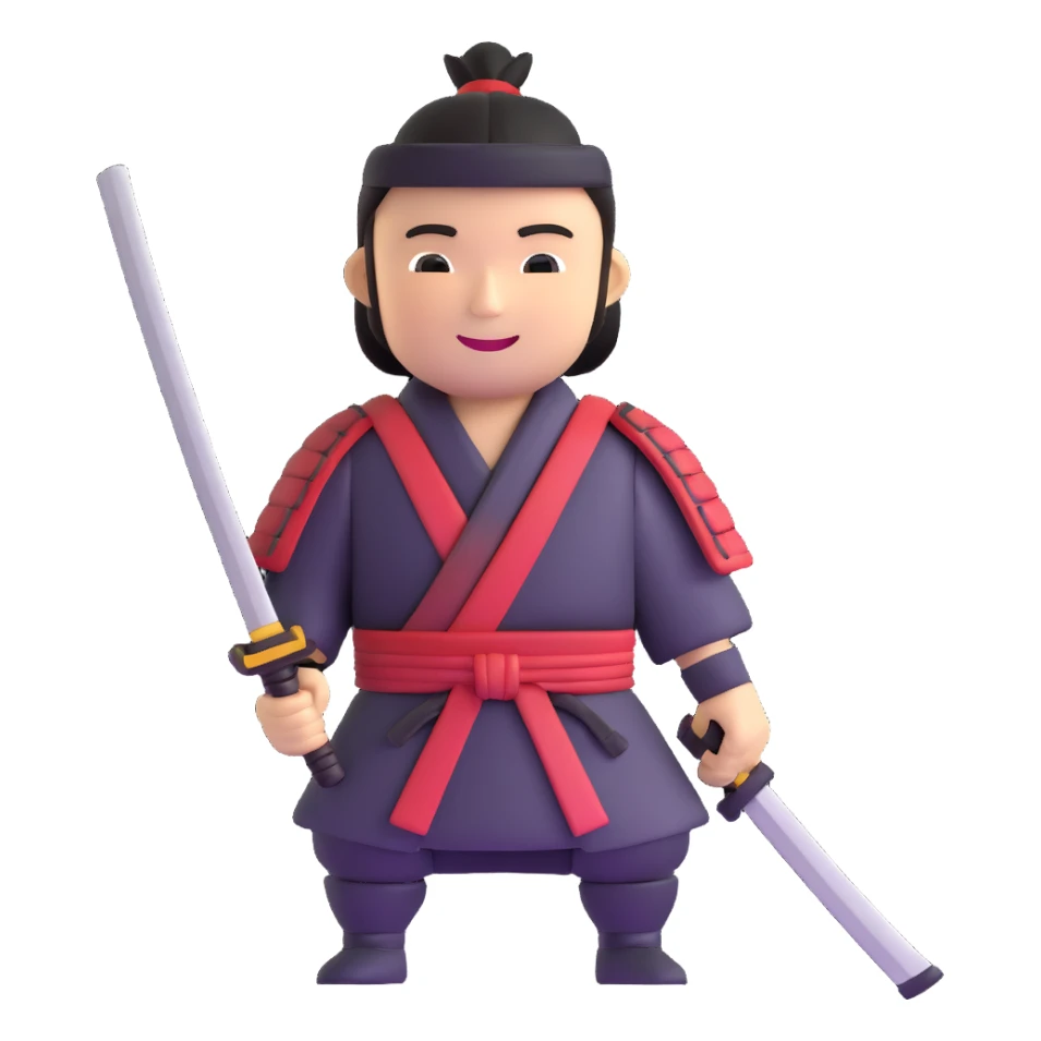 happy samurai with a smile sticker