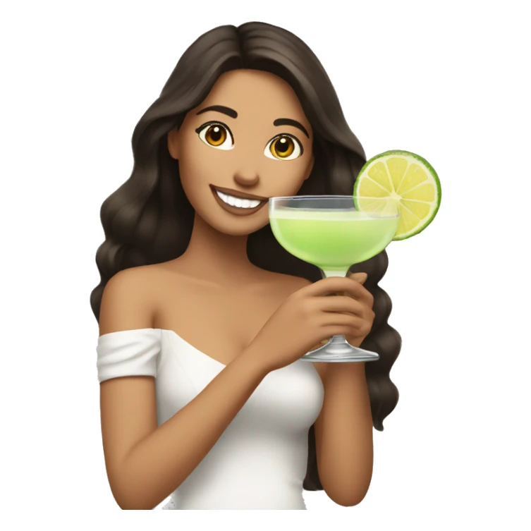 Brunette holding margarita smiling  sticker