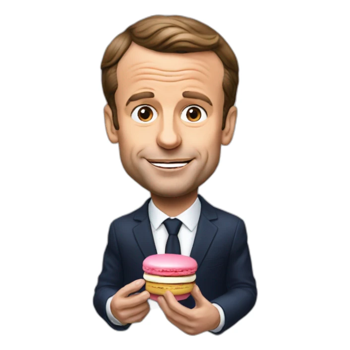 Emmanuel Macron qui mange un macaron sticker