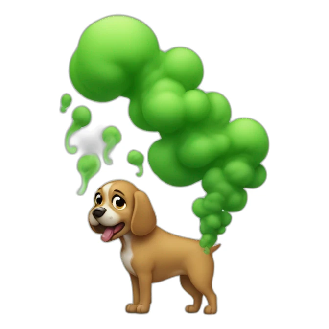 dog farting green smoke sticker