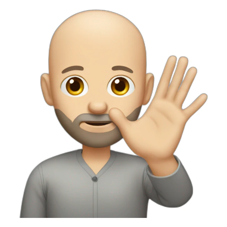 bald man with beard tipping hand sticker