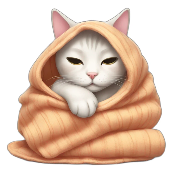 Sleepy cat with blanket sticker