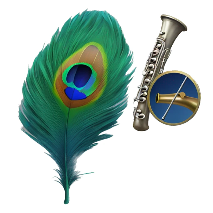 Peacock feather attached to flute sticker