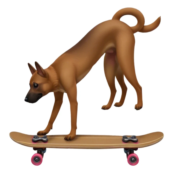 Belgian Malinois doing a handstand on a skateboard sticker