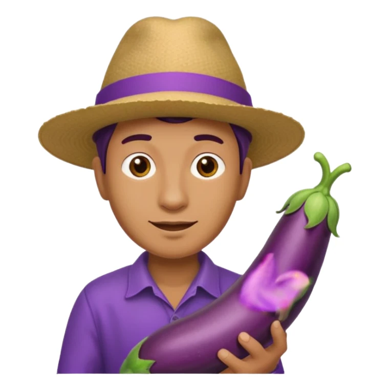 Man and long eggplant sticker