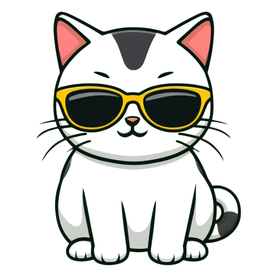 Cat with sunglasses sticker