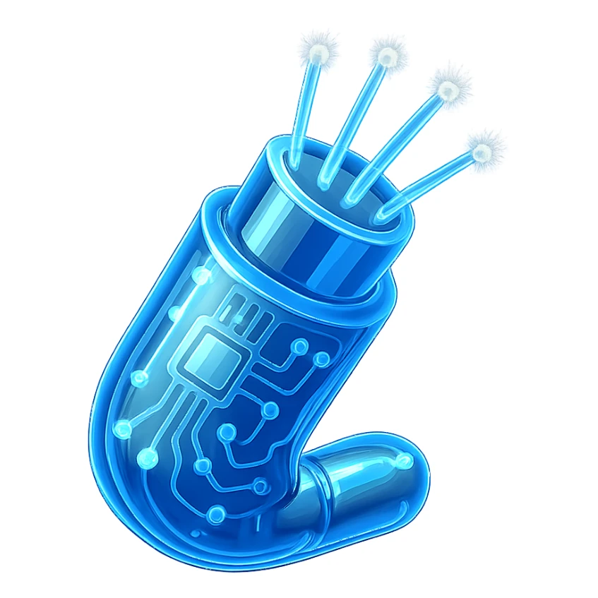 fiberoptic cable, glowing, high-tech, close-up, glossy circuit style, shiny and intricate sticker