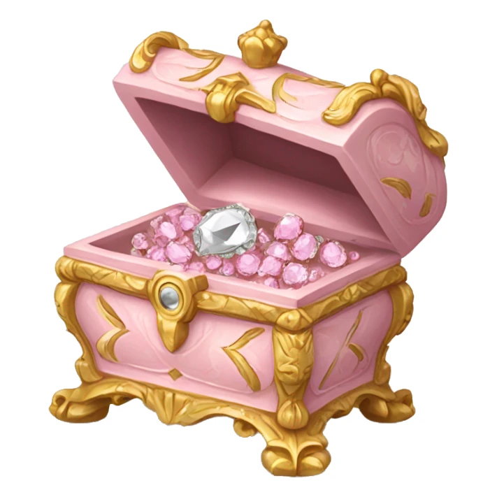 Pale pink Rococo Treasure box filled with diamonds sticker