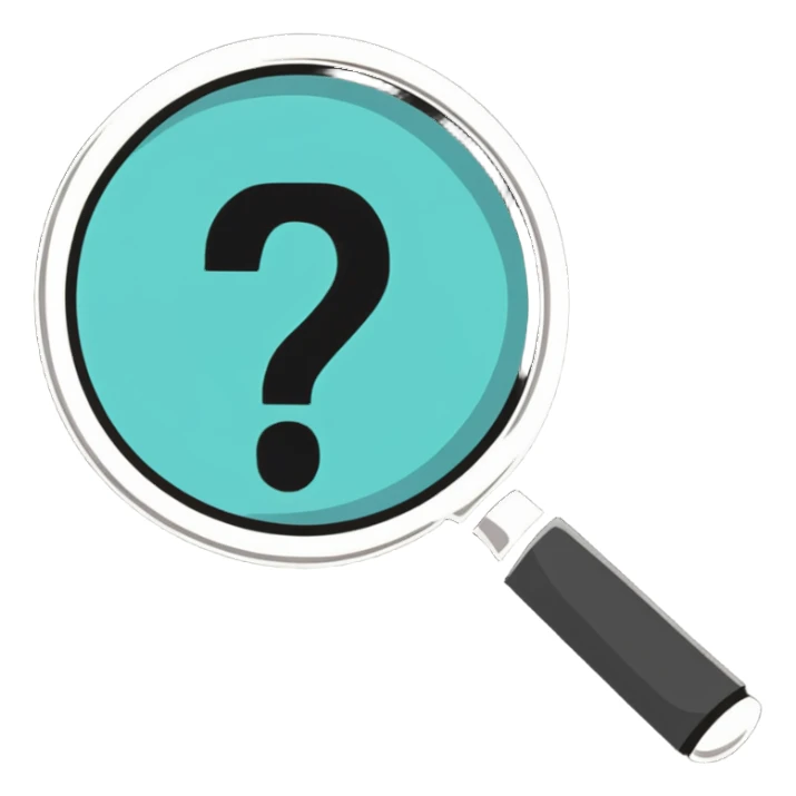 detective magnifying glass over a question mark sticker