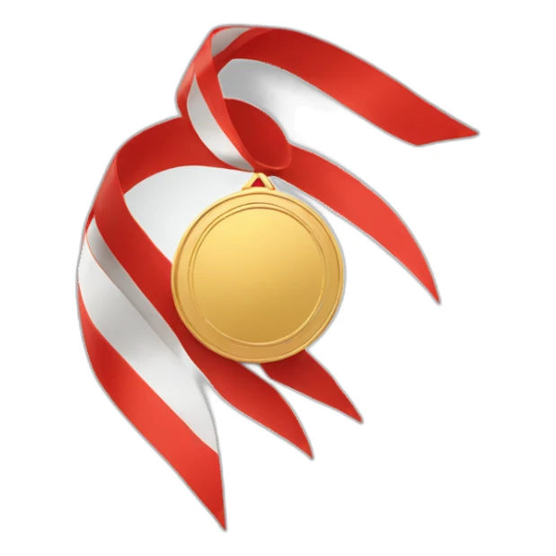 gold medal red ribbon sticker
