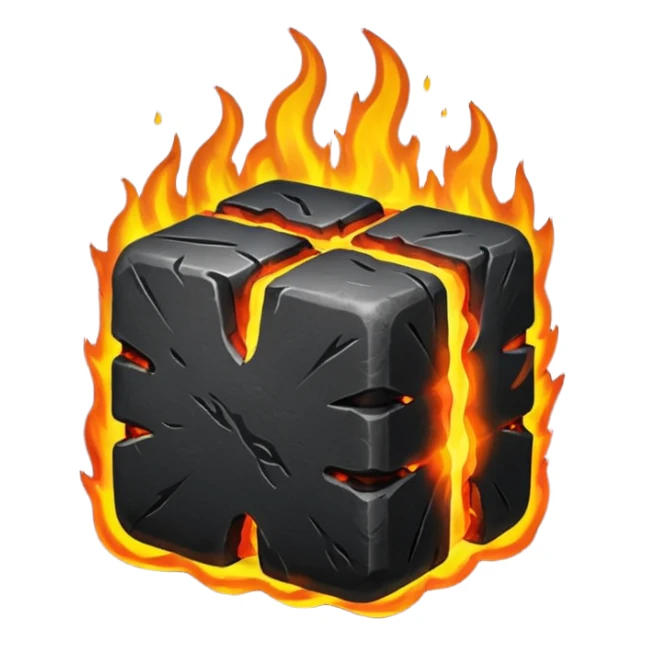 burning coal briquette sticker