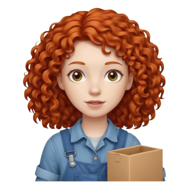 box carrier curly red hairedgirl  sticker
