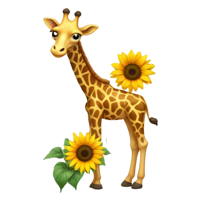 Giraffe holding sunflower  sticker