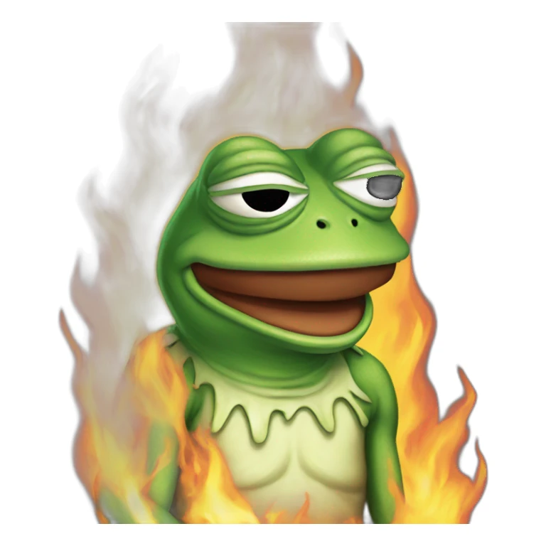 pepe frog on fire sticker
