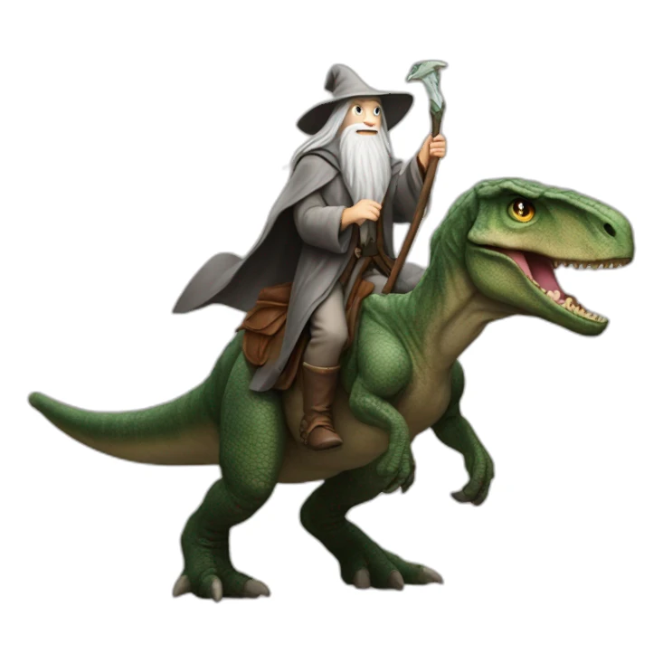 Gandalf riding a dinosaur sticker