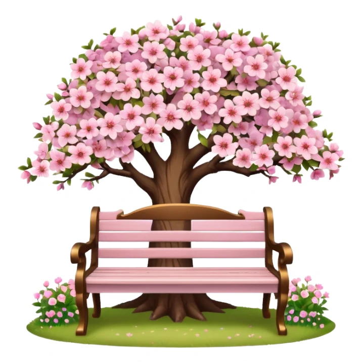 beautiful bench and beautiful blooming tree sticker
