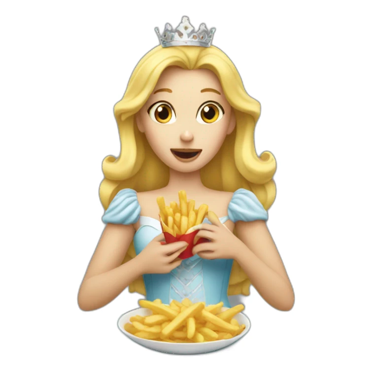 blond princess eating fries sticker