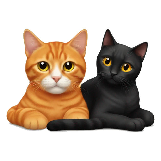 an orange cat lying with black cat sticker