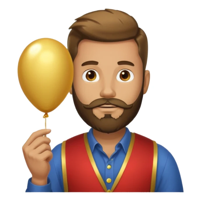 Bearded man hold gold balloon sticker