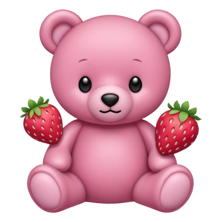Pink teddy bear with strawberries pattern on it sticker