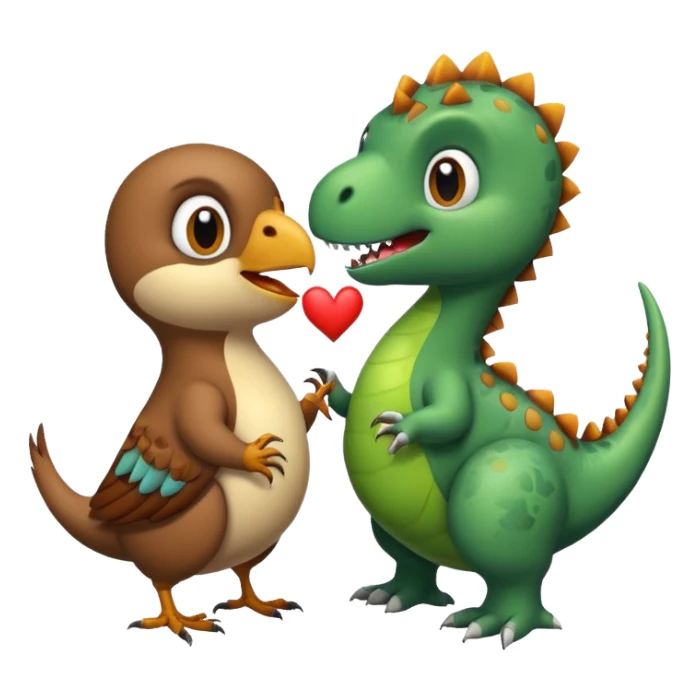 A sparrow makes love with a dinosaur  sticker