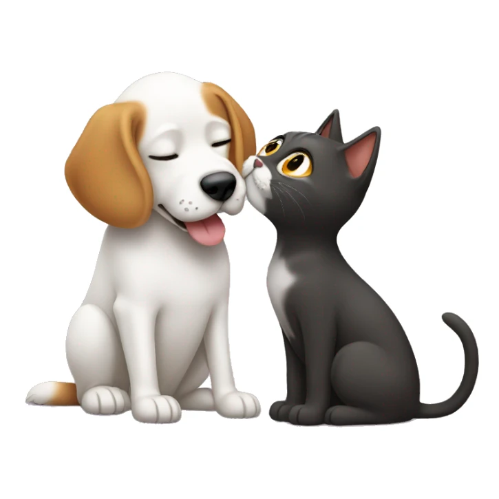 Dog kissing a cat sticker