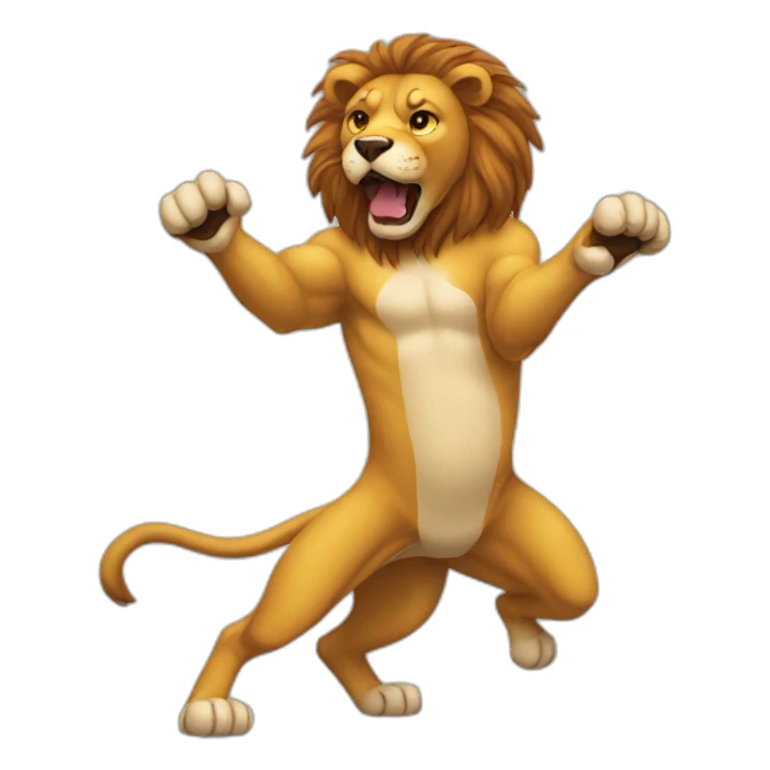 Dog kick lion sticker