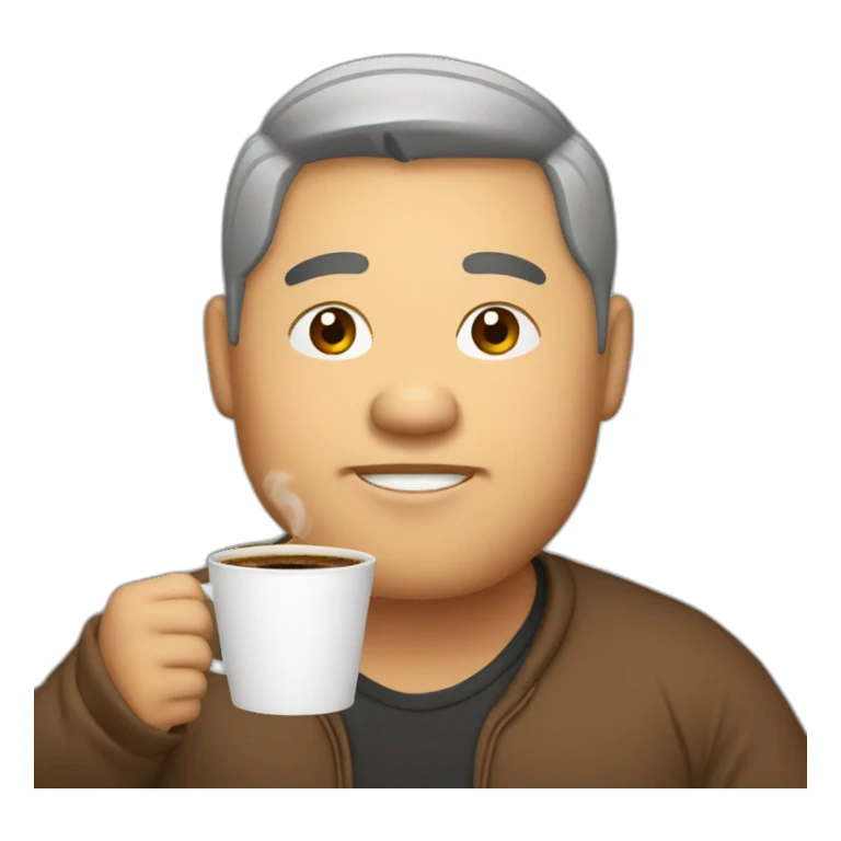 big fat asian man with coffee sticker