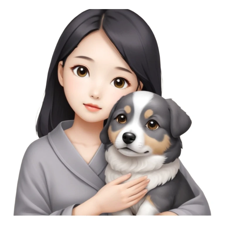 灰色贵宾犬西施女孩小狗 sticker