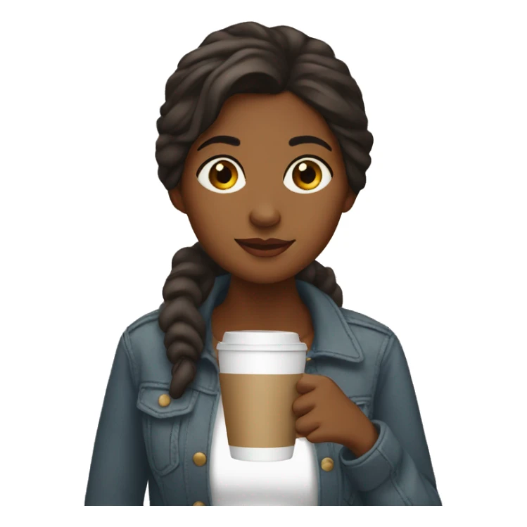 Brown girl drinking coffee  sticker