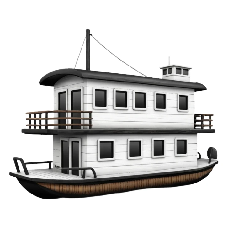 Simple black and white houseboat sticker