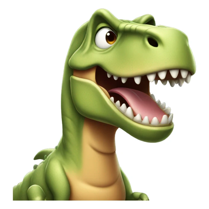 Crying T-Rex with thumbs up and laughing awkwardly sticker