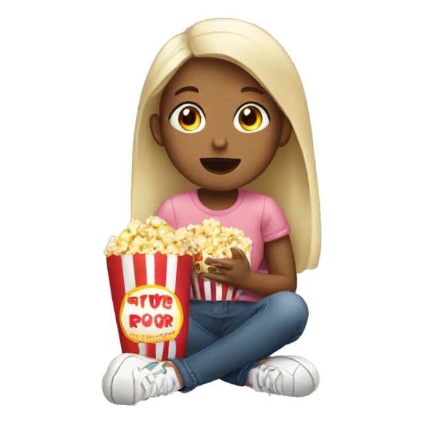 Girl eating popcorn sticker