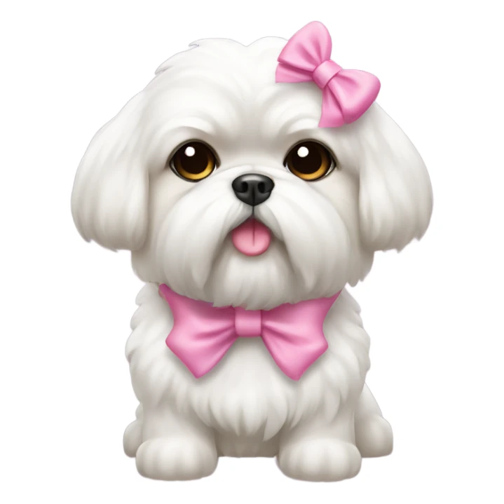 white shihzu with pink bow sticker