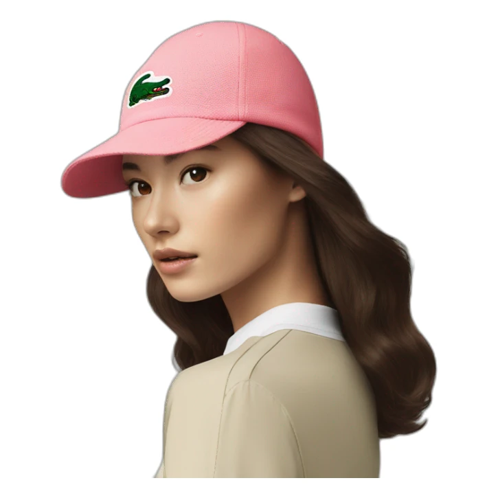 Brunette lacoste beanie with lacoste sticker